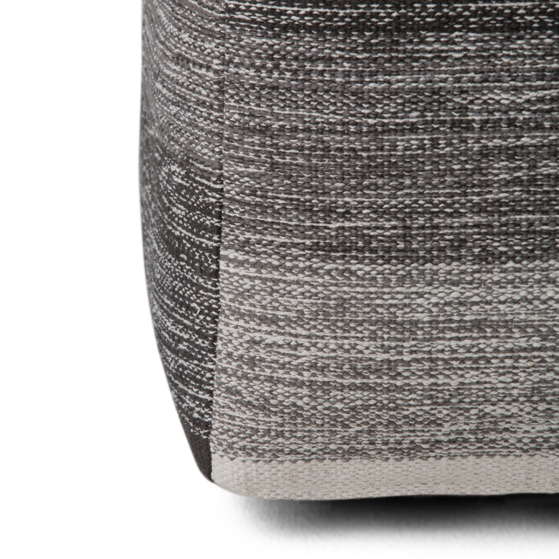 16 inch Cube Pouf in Gray Melange Handwoven Cotton for Cozy Seating