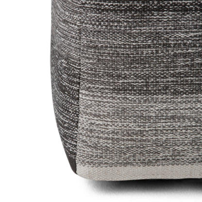 16 inch Cube Pouf in Gray Melange Handwoven Cotton for Cozy Seating