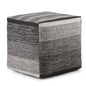 Naya 16 inch Wide Cube Pouf in Patterned Grey Melange Handwoven Cotton