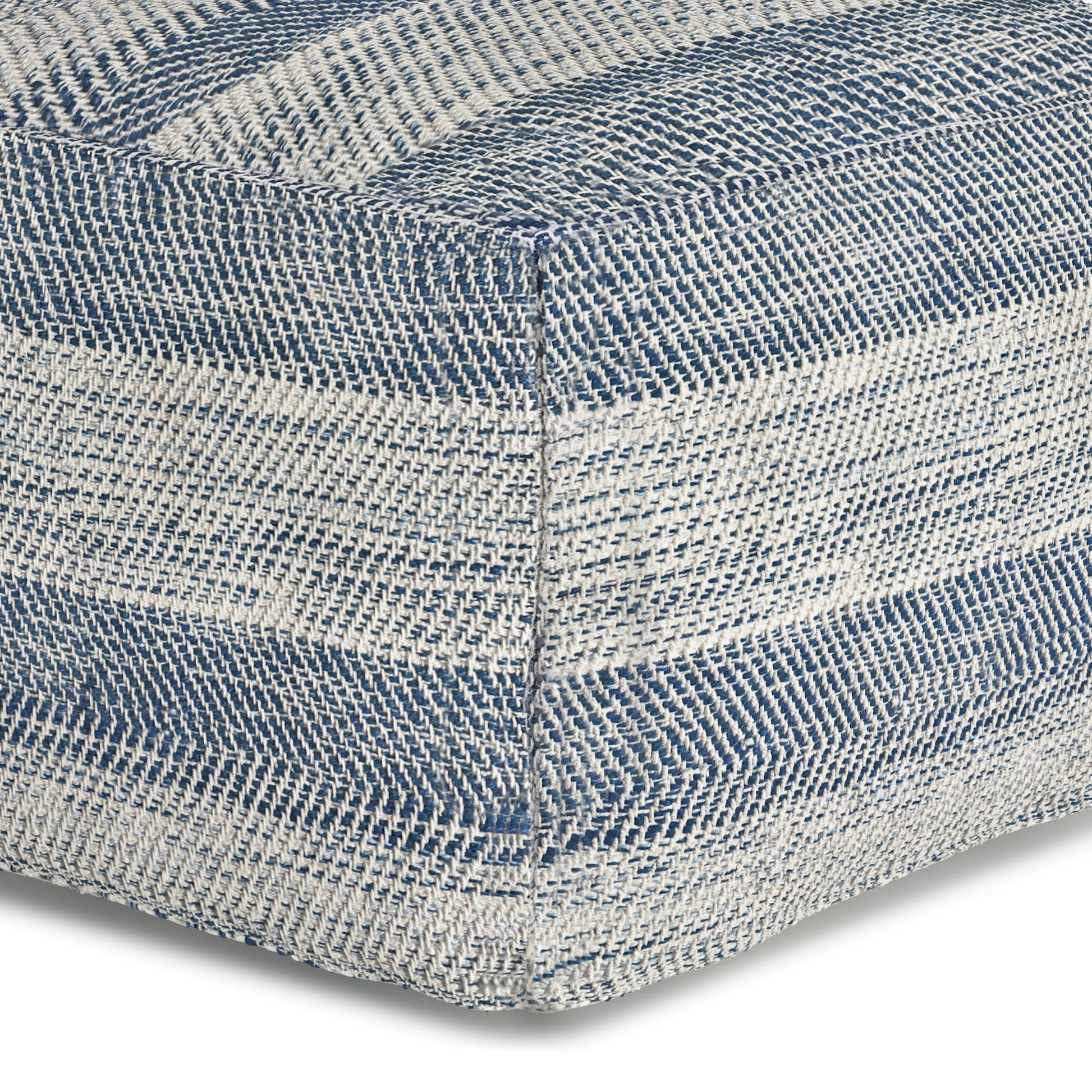 Light Blue Square Pouf - 18" Wide Fabric Accent Chair