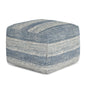 Clay 18 inch Wide Square Pouf in Patterned Teal Melange Cotton
