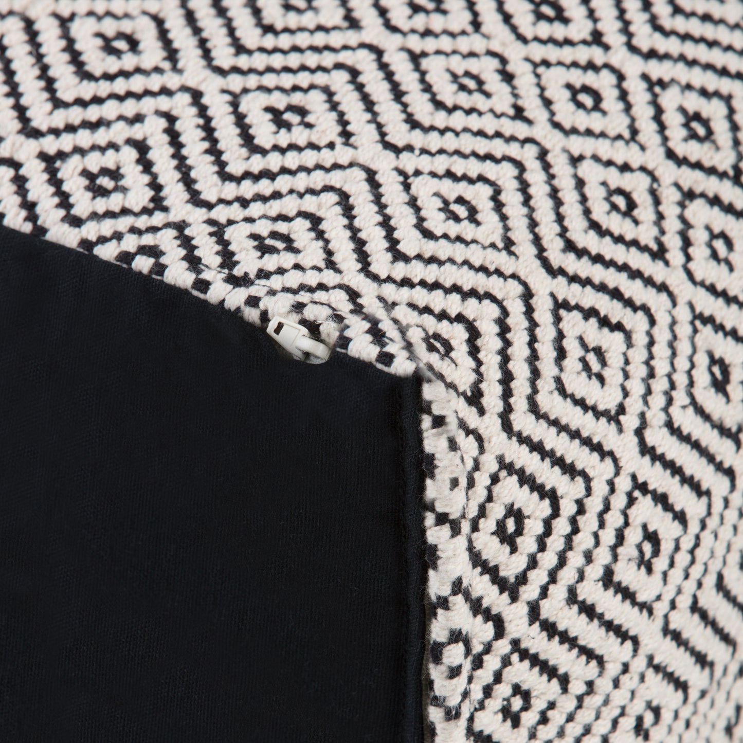 Black Geometric Square Pouf - 18" Wide Footstool & Accent Chair for Living Room