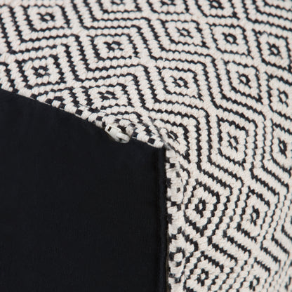 Black Geometric Square Pouf - 18" Wide Footstool & Accent Chair for Living Room