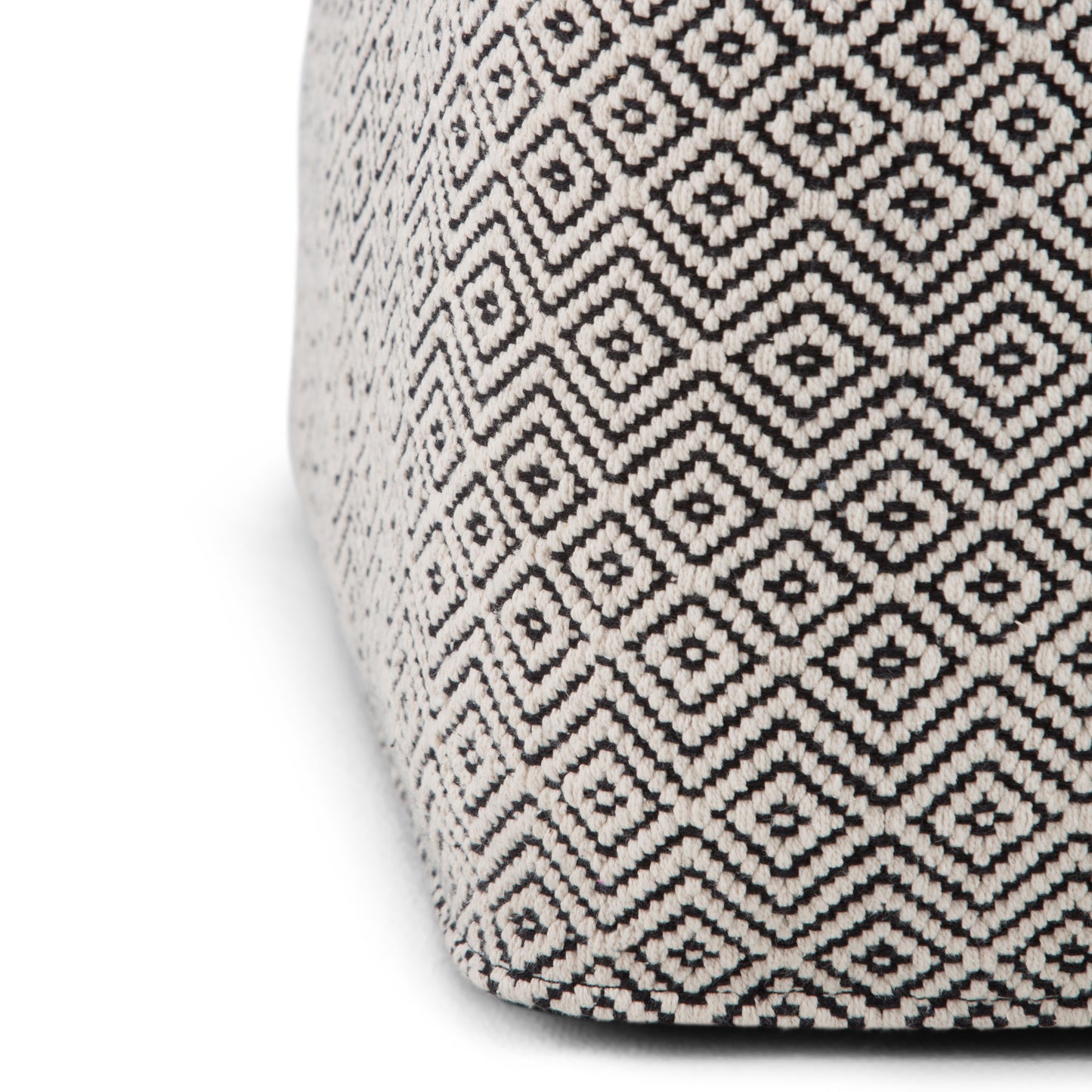 Black Geometric Square Pouf - 18" Wide Footstool & Accent Chair for Living Room