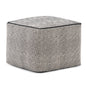 Brynn 18 inch Wide Square Pouf in Patterned Black and Natural Handwoven Cotton
