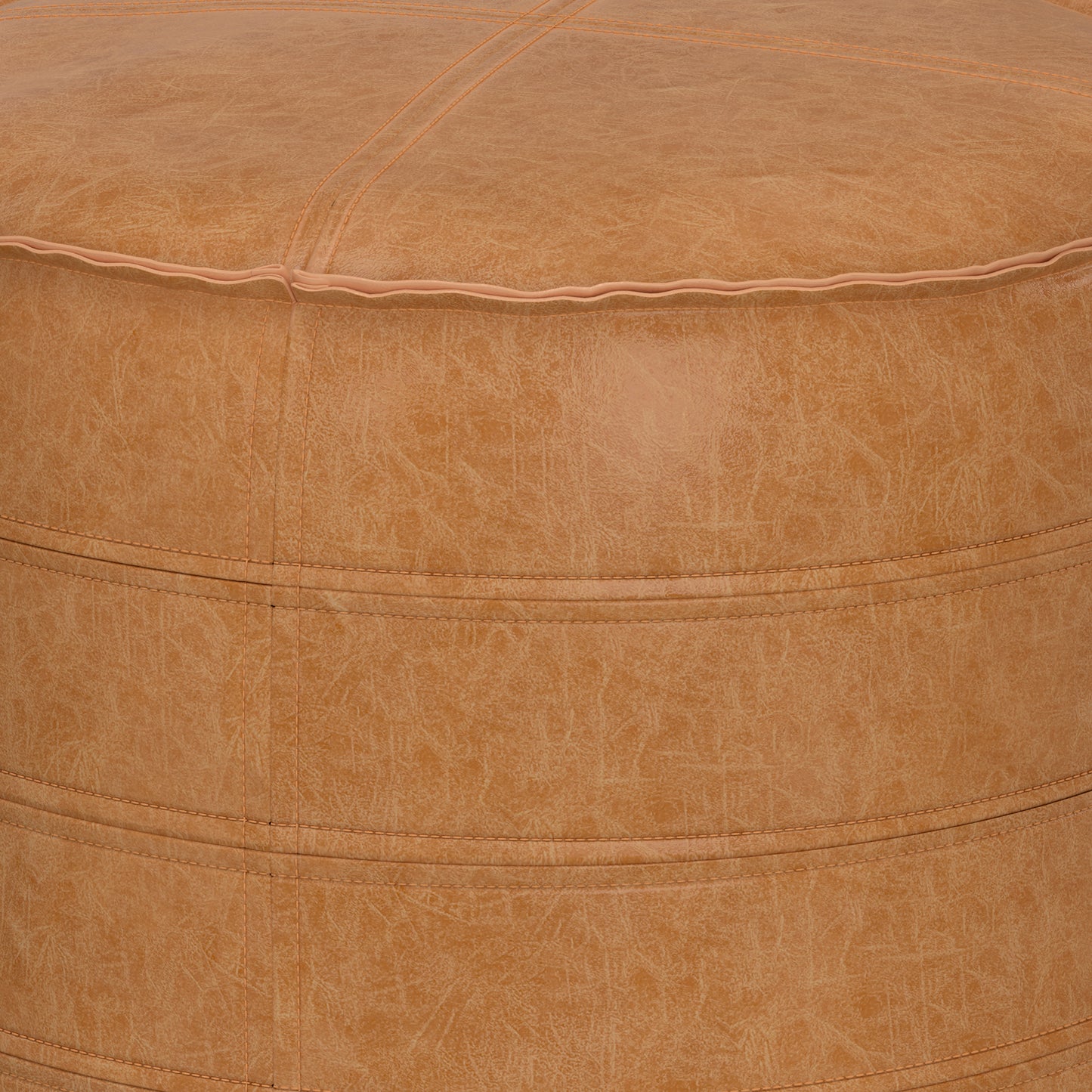 Light Brown Faux Leather Pouf for Ultimate Seating Comfort and Accent