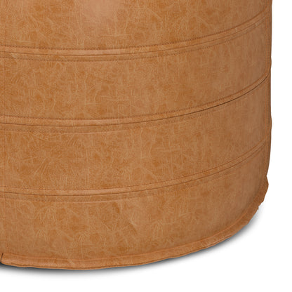 Light Brown Faux Leather Pouf for Ultimate Seating Comfort and Accent