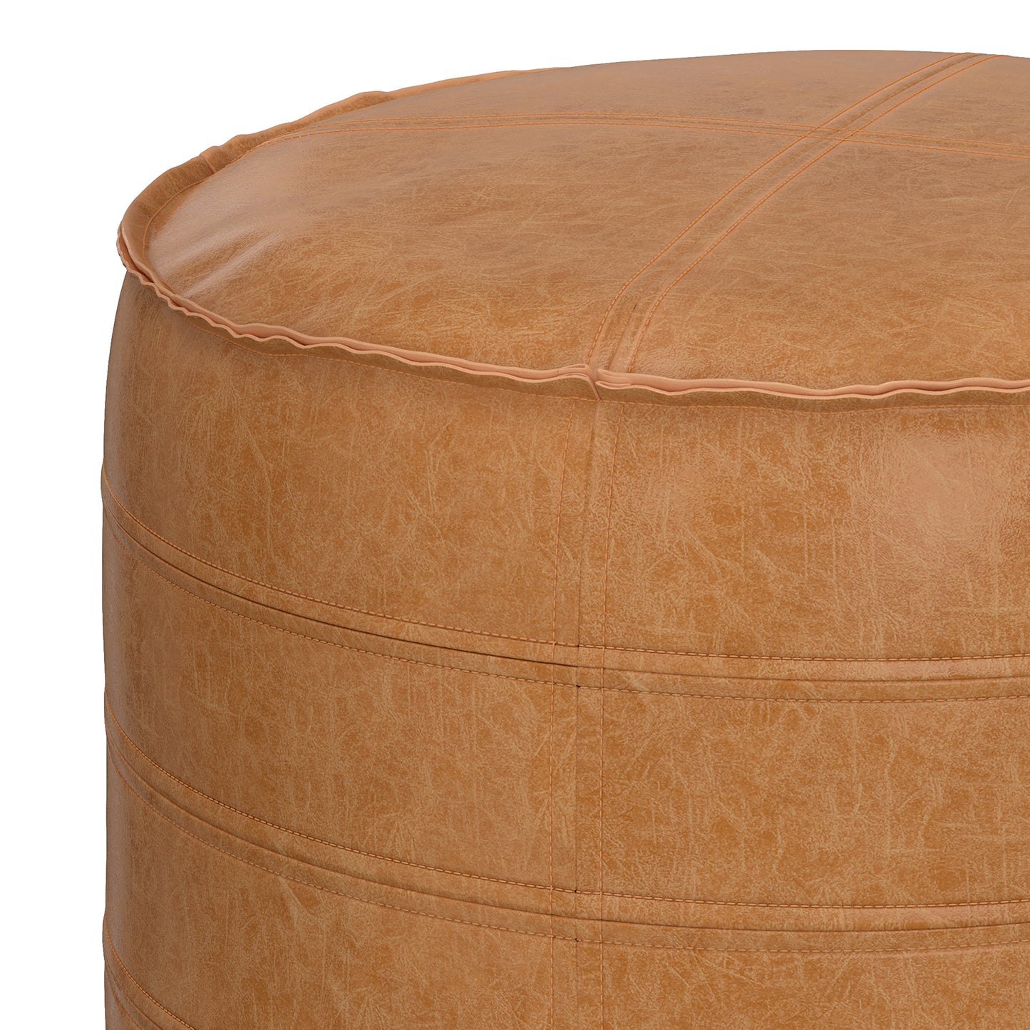 Light Brown Faux Leather Pouf for Ultimate Seating Comfort and Accent
