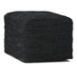 Fredrik 18 inch Wide Square Pouf in Black Woven Genuine Leather