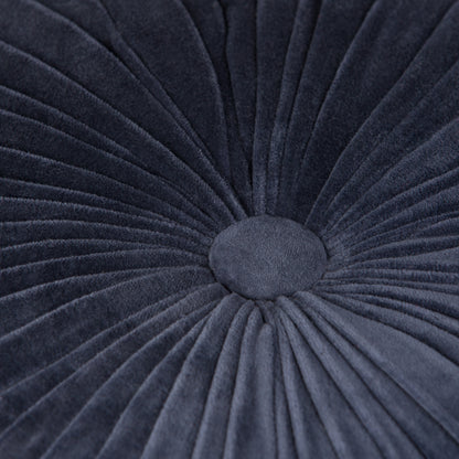 Navy Blue Velvet Round Pouf - 20 Inch Wide