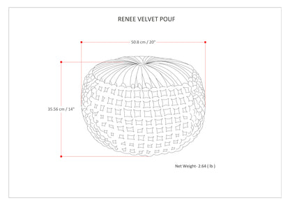 Navy Blue Velvet Round Pouf - 20 Inch Wide