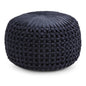 Renee 20 inch Wide Round Pouf in Navy Velvet