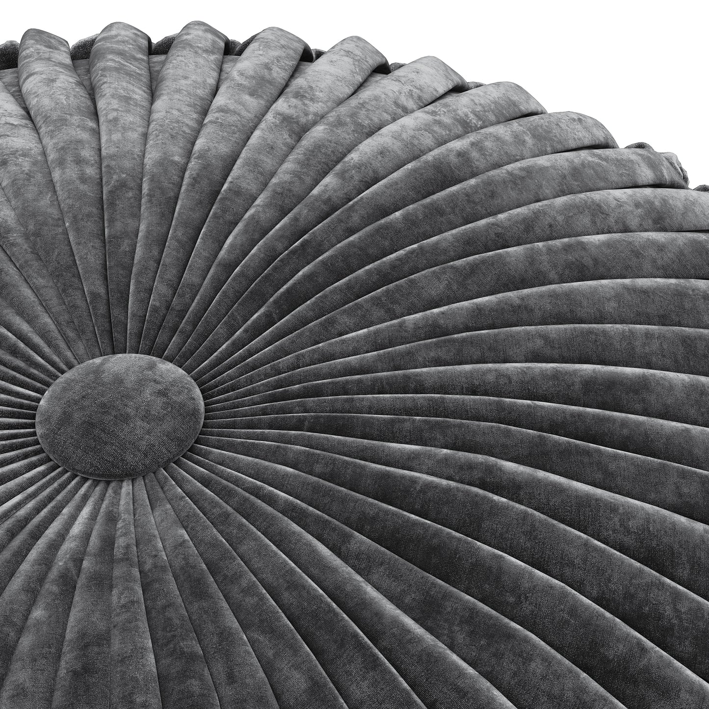Dark Gray Velvet Round Pouf for Cozy Living Room Seating