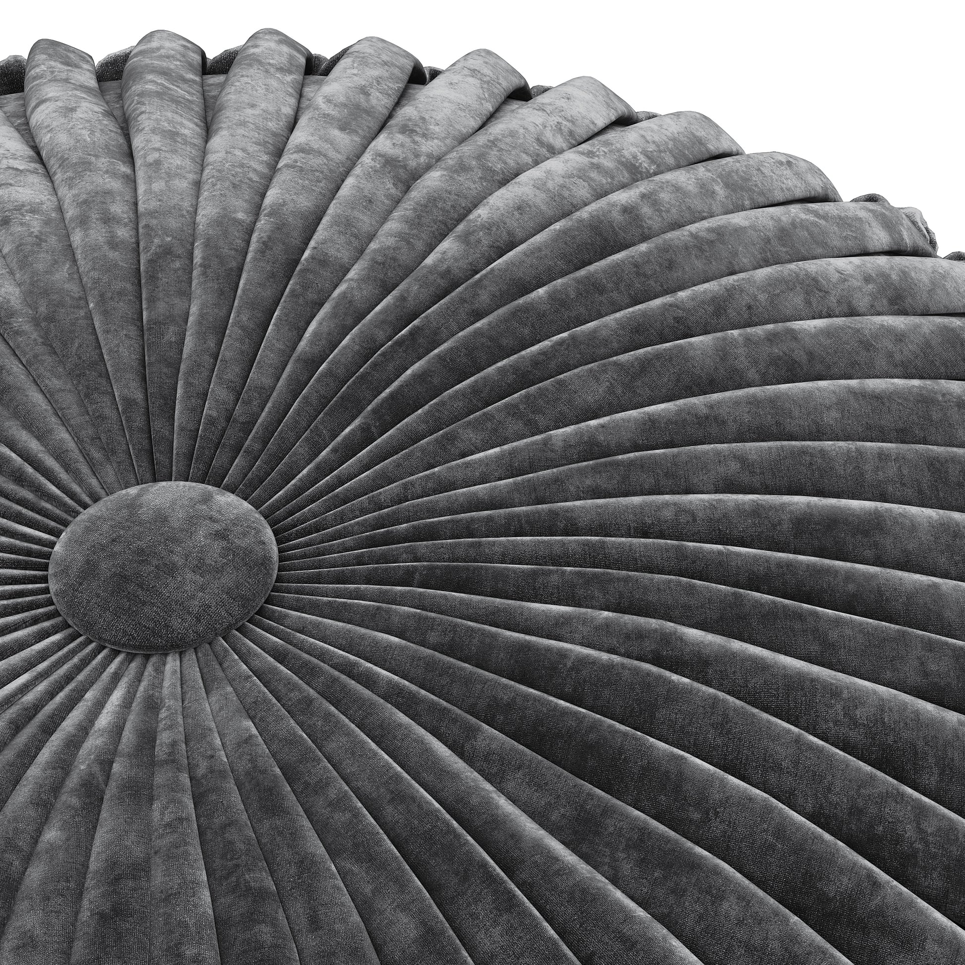 Dark Gray Velvet Round Pouf for Cozy Living Room Seating