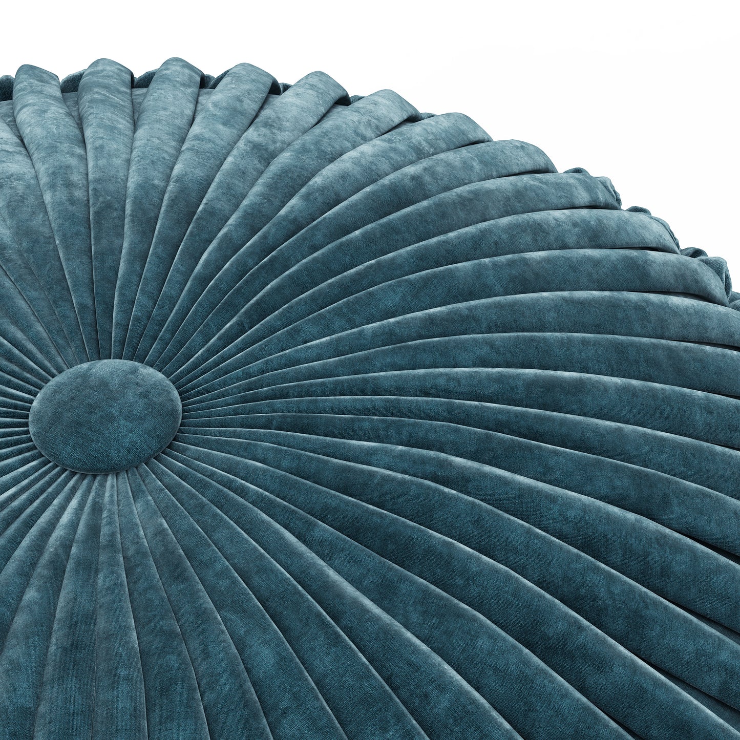 Teal Velvet Round Pouf - 20 Inch Wide Comfort Seat for Living Room