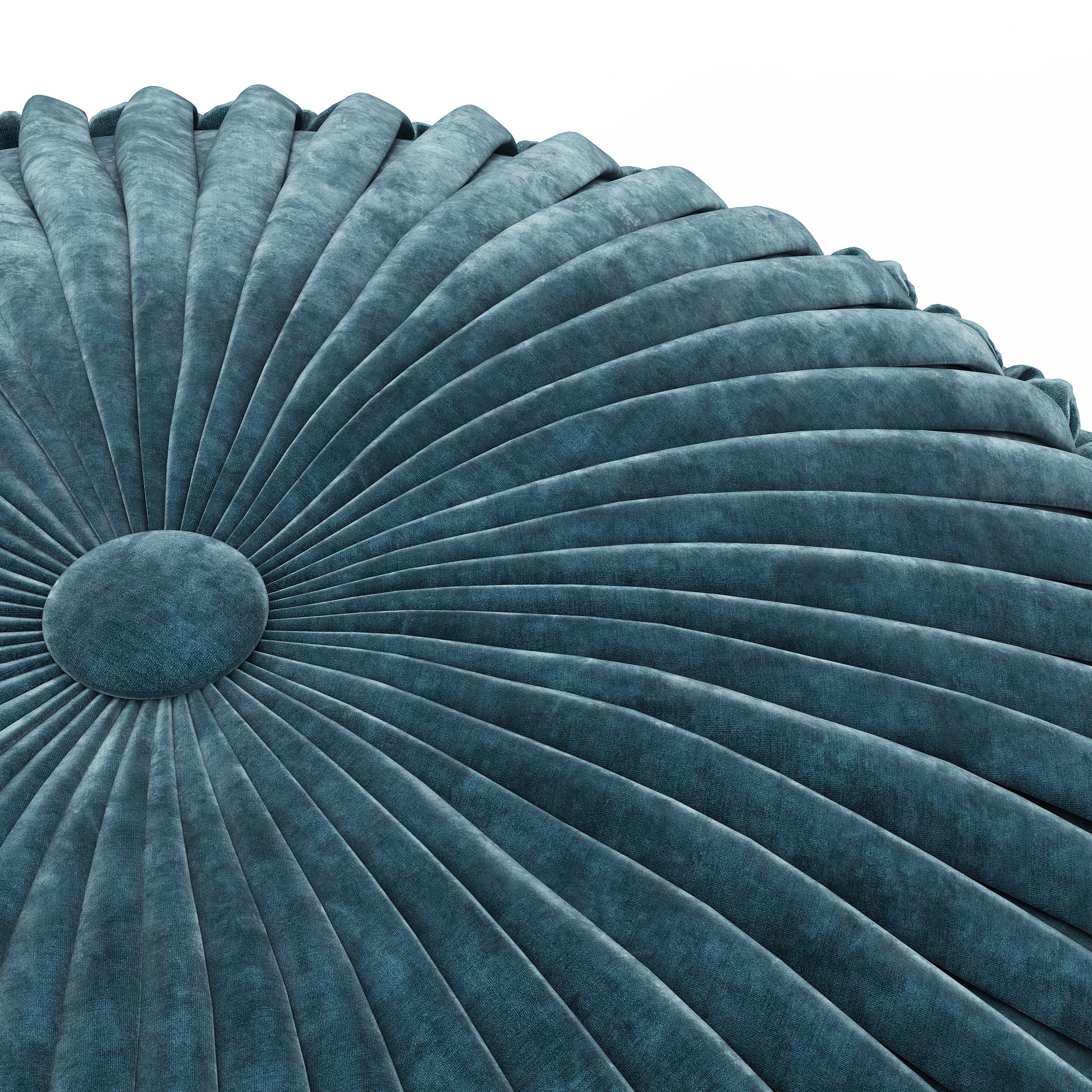 Teal Velvet Round Pouf - 20 Inch Wide Comfort Seat for Living Room