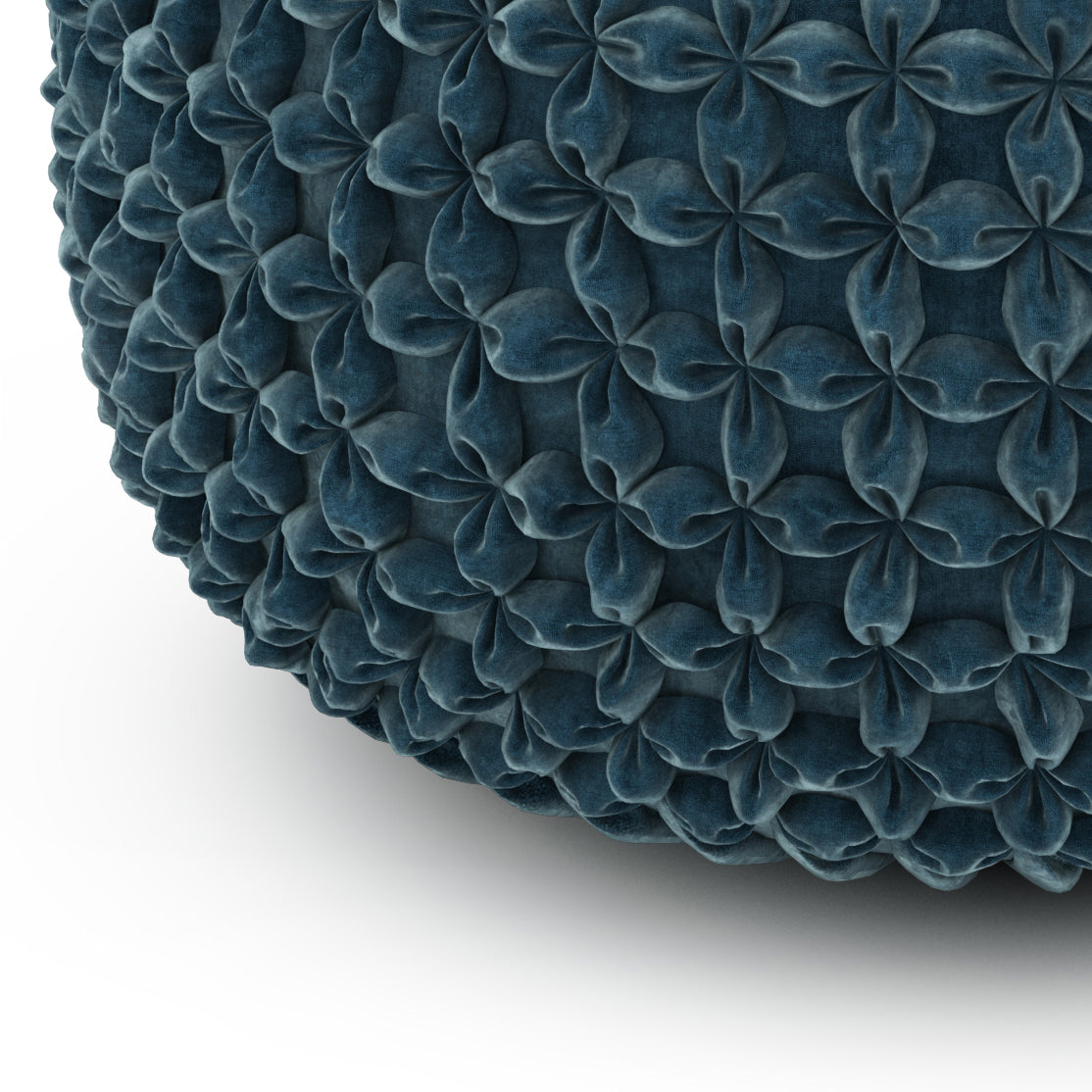 Teal Velvet Round Pouf - 20 Inch Wide Comfort Seat for Living Room