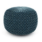 Renee 20 inch Wide Round Pouf in Teal Velvet