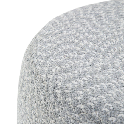 Light Blue Round Pouf - 20" Diameter Fabric Seat for Living Room