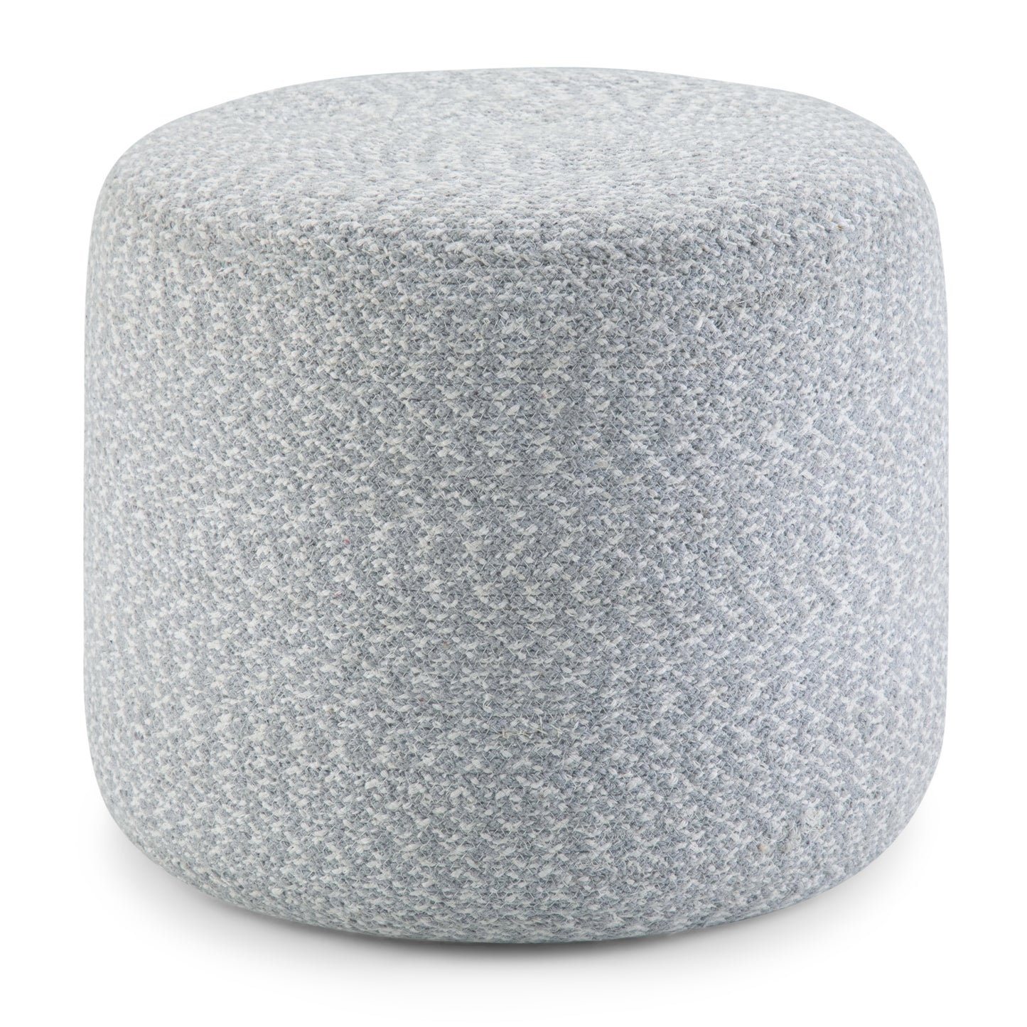 Bayley 20 inch Wide Round Pouf in Blue and Natural Braided Cotton