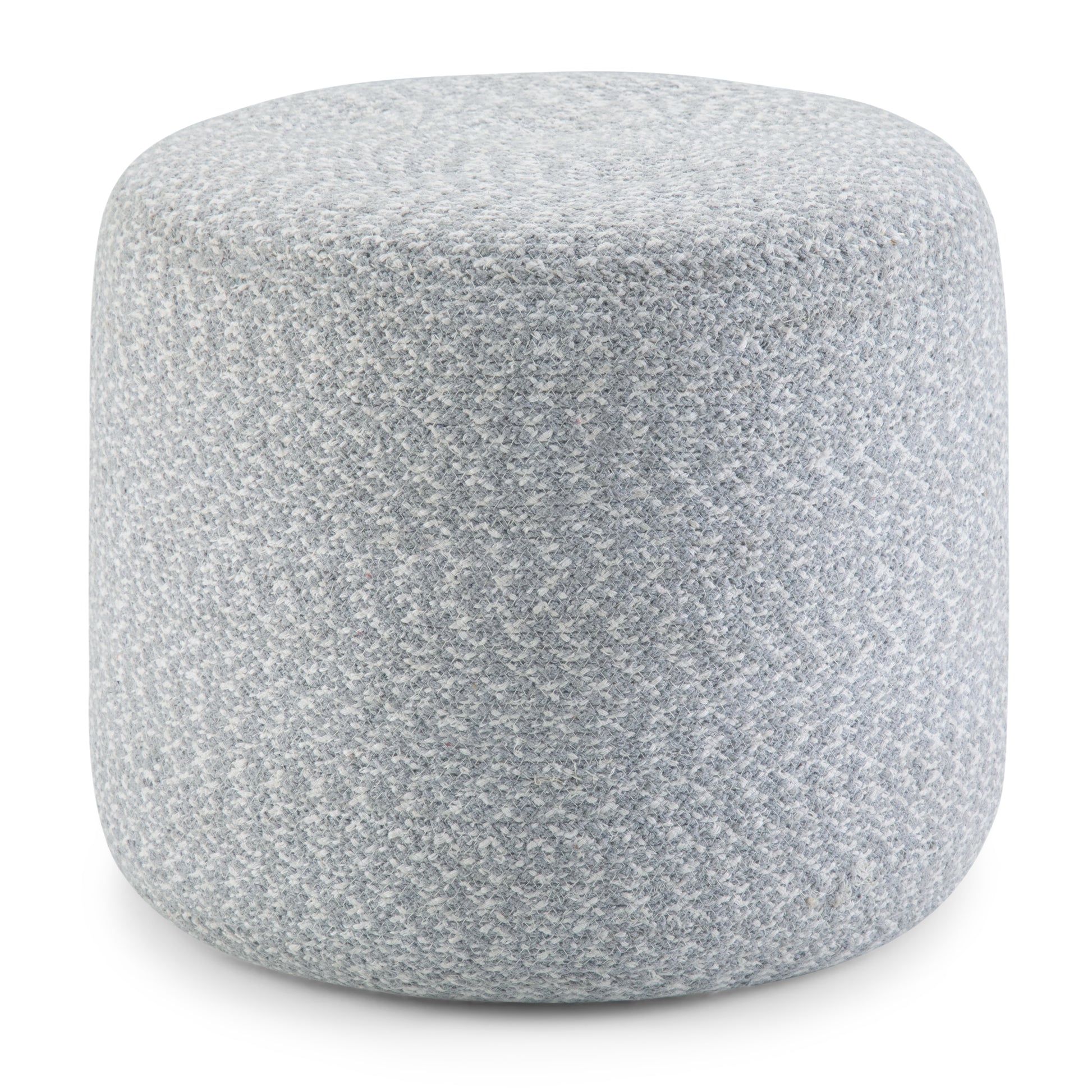 Bayley 20 inch Wide Round Pouf in Blue and Natural Braided Cotton