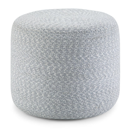 Bayley 20 inch Wide Round Pouf in Blue and Natural Braided Cotton