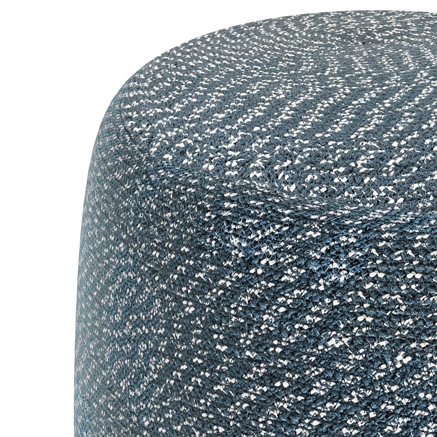 Comfortable Blue Fabric Round Pouf for Living Room Seating and Ottoman Use