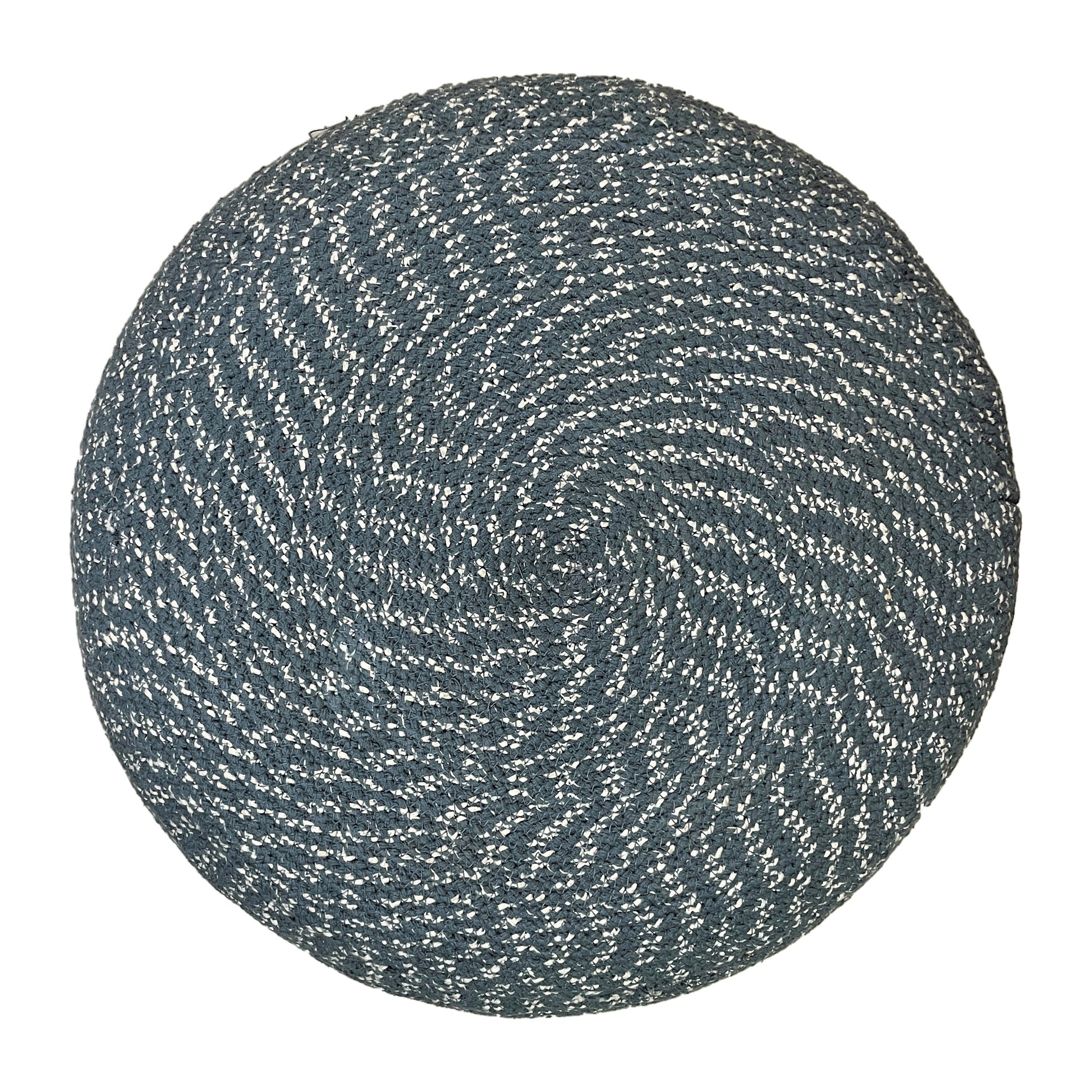 Comfortable Blue Fabric Round Pouf for Living Room Seating and Ottoman Use