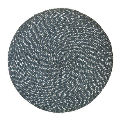 Comfortable Blue Fabric Round Pouf for Living Room Seating and Ottoman Use