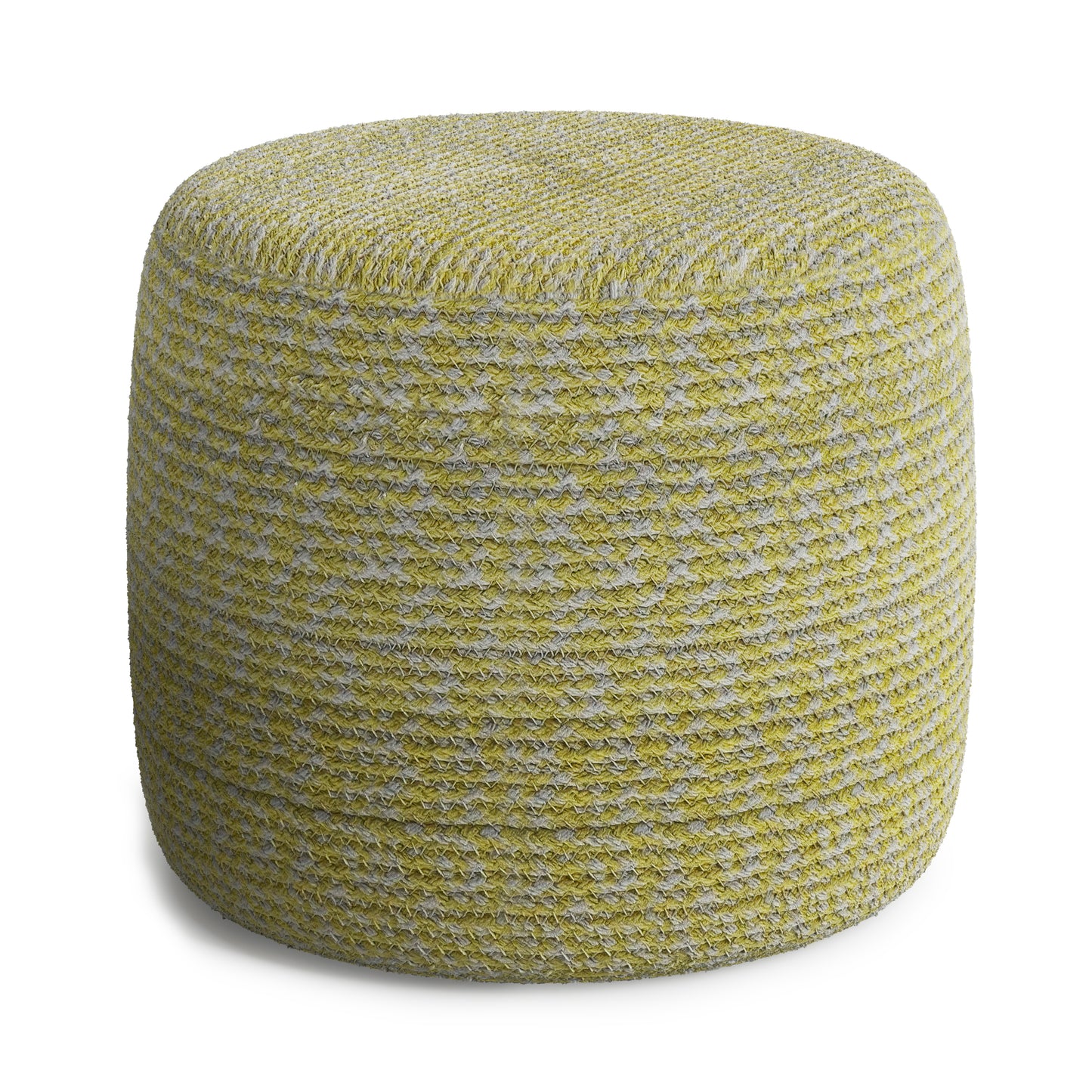 Bayley - Round Braided Pouf - Muted Yellow / Natural