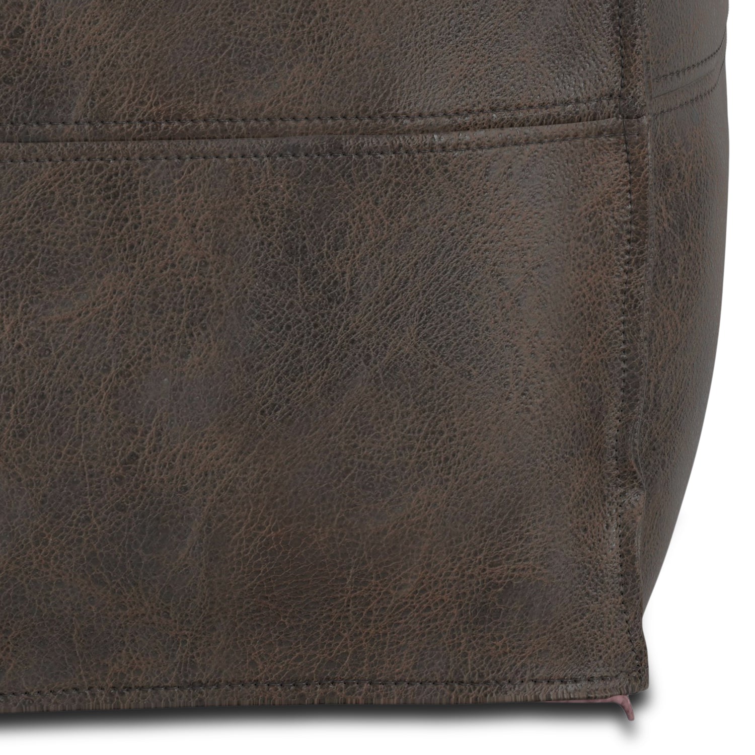 Dark Brown Leather Square Pouf - 18" Wide for Living Room