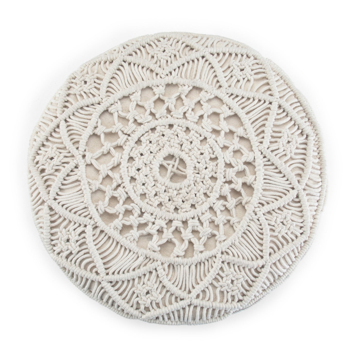White Round Pouf - 18" Fabric Lazy Sofa Chair for Living Room