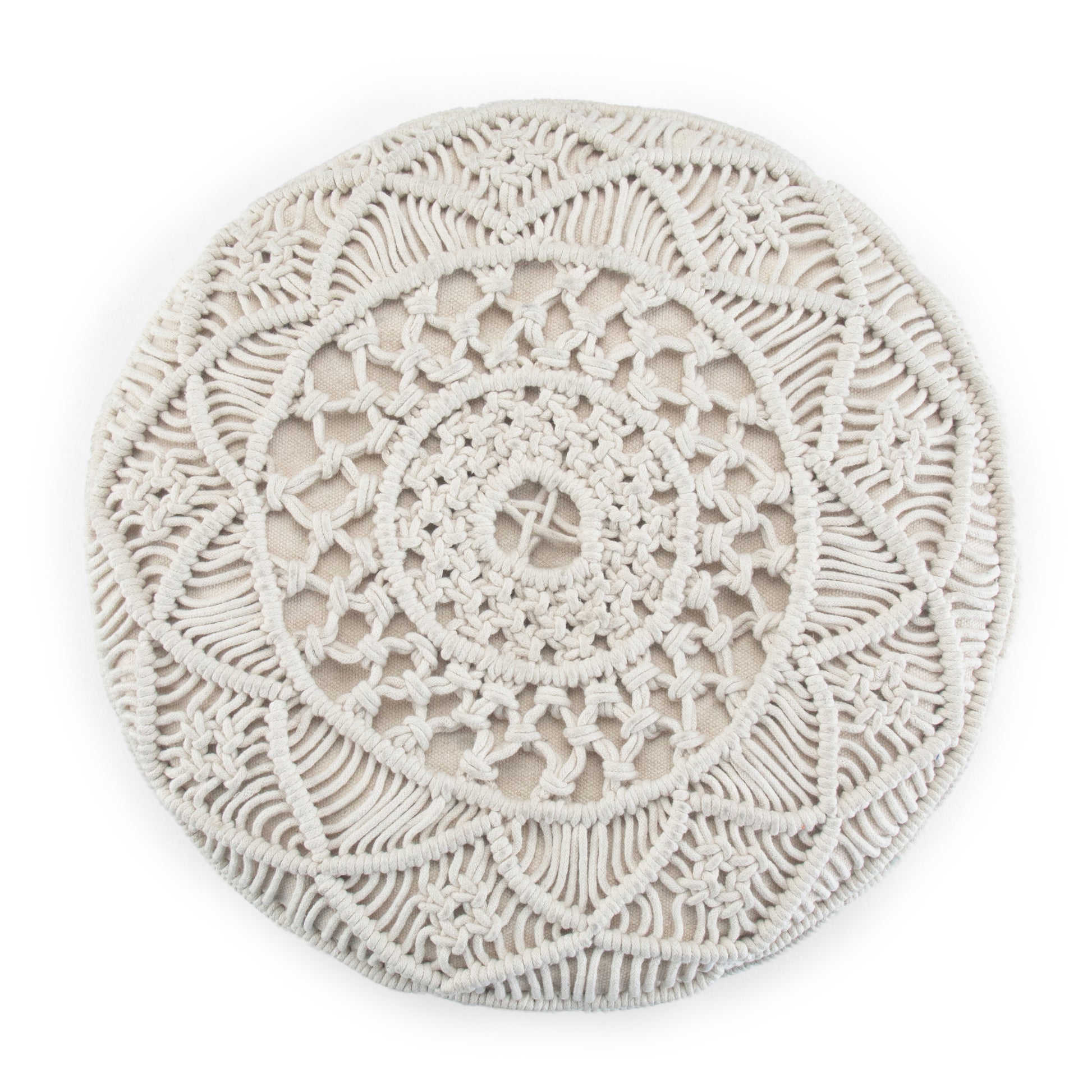 White Round Pouf - 18" Fabric Lazy Sofa Chair for Living Room
