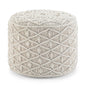 Coates 18 inch Wide Round Pouf in Natural Handwoven Cotton Macrame