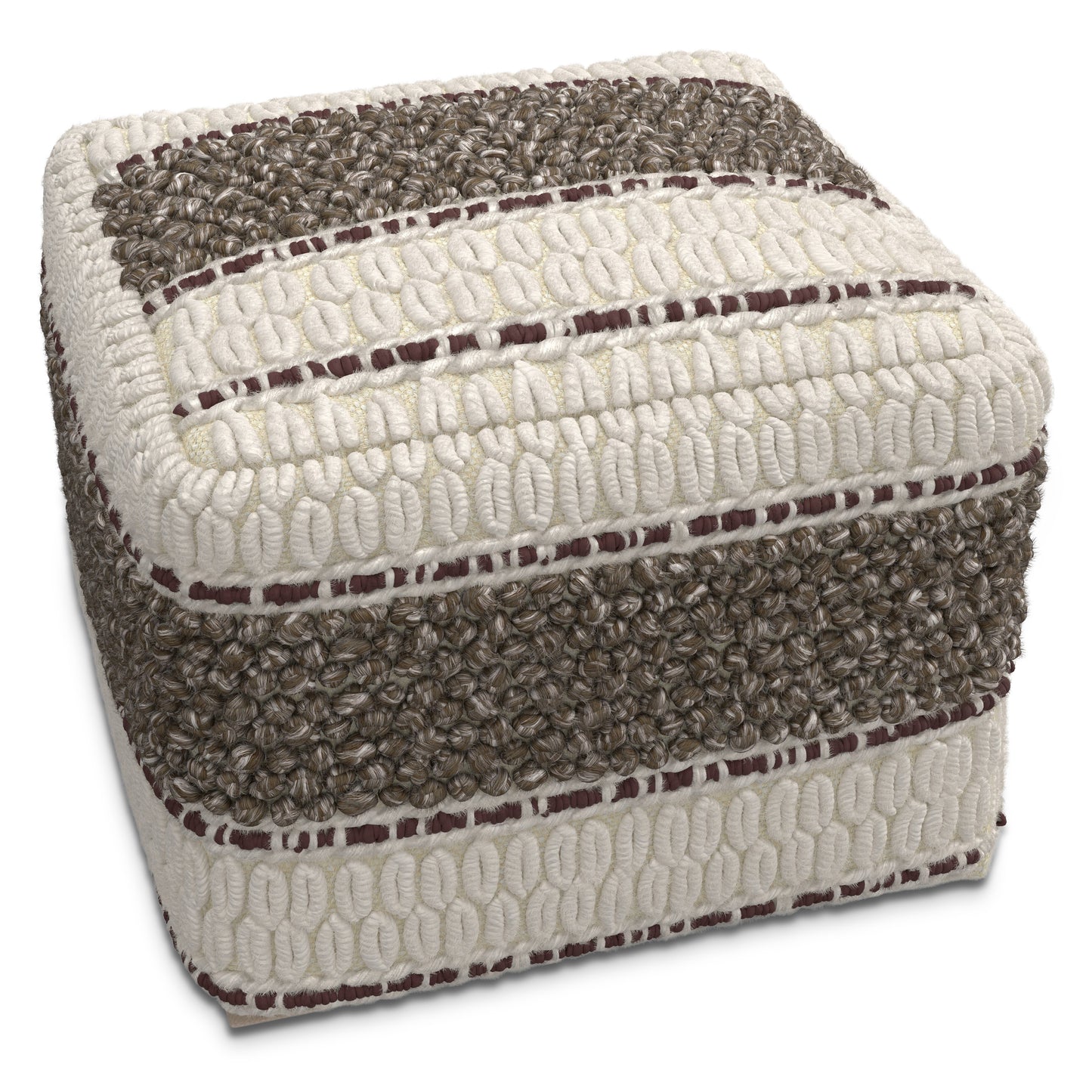 Dark Brown Fabric Square Pouf - 18" Wide