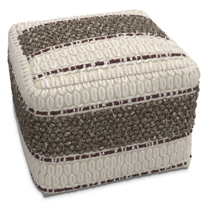 Dark Brown Fabric Square Pouf - 18" Wide