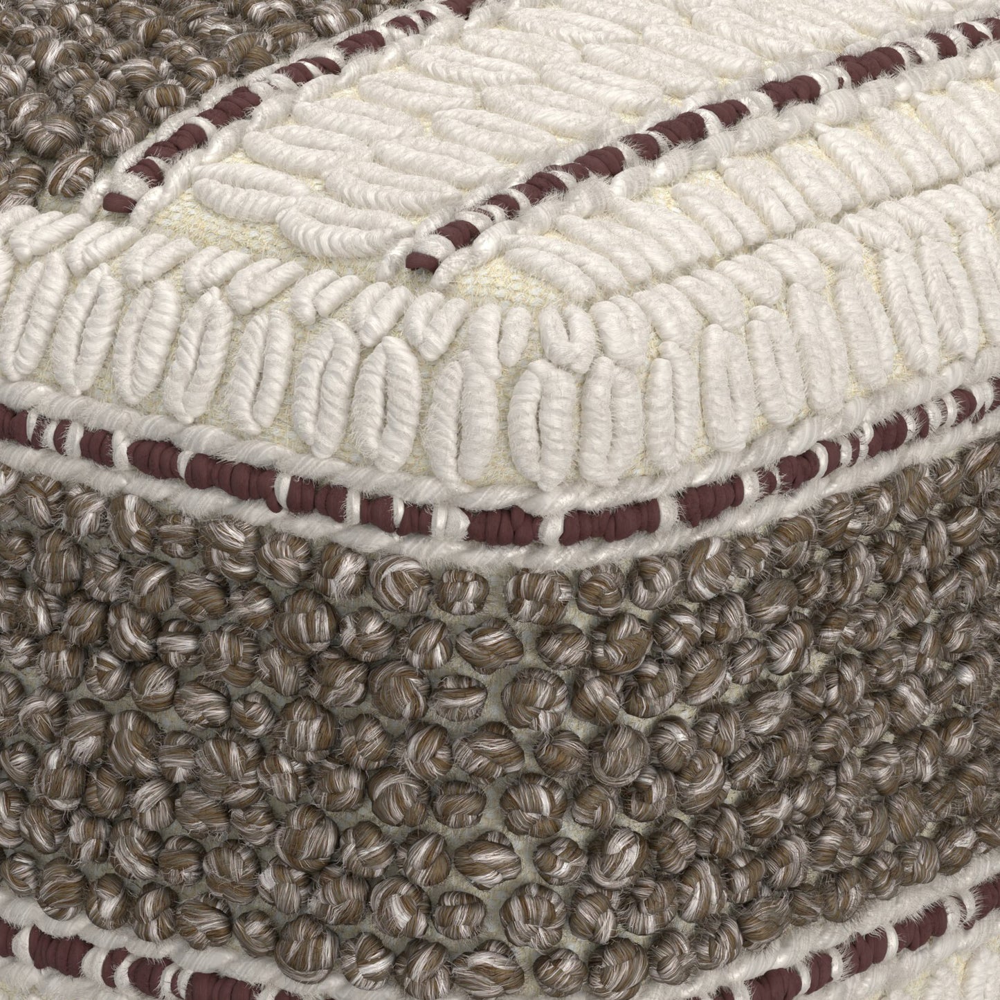 Dark Brown Fabric Square Pouf - 18" Wide