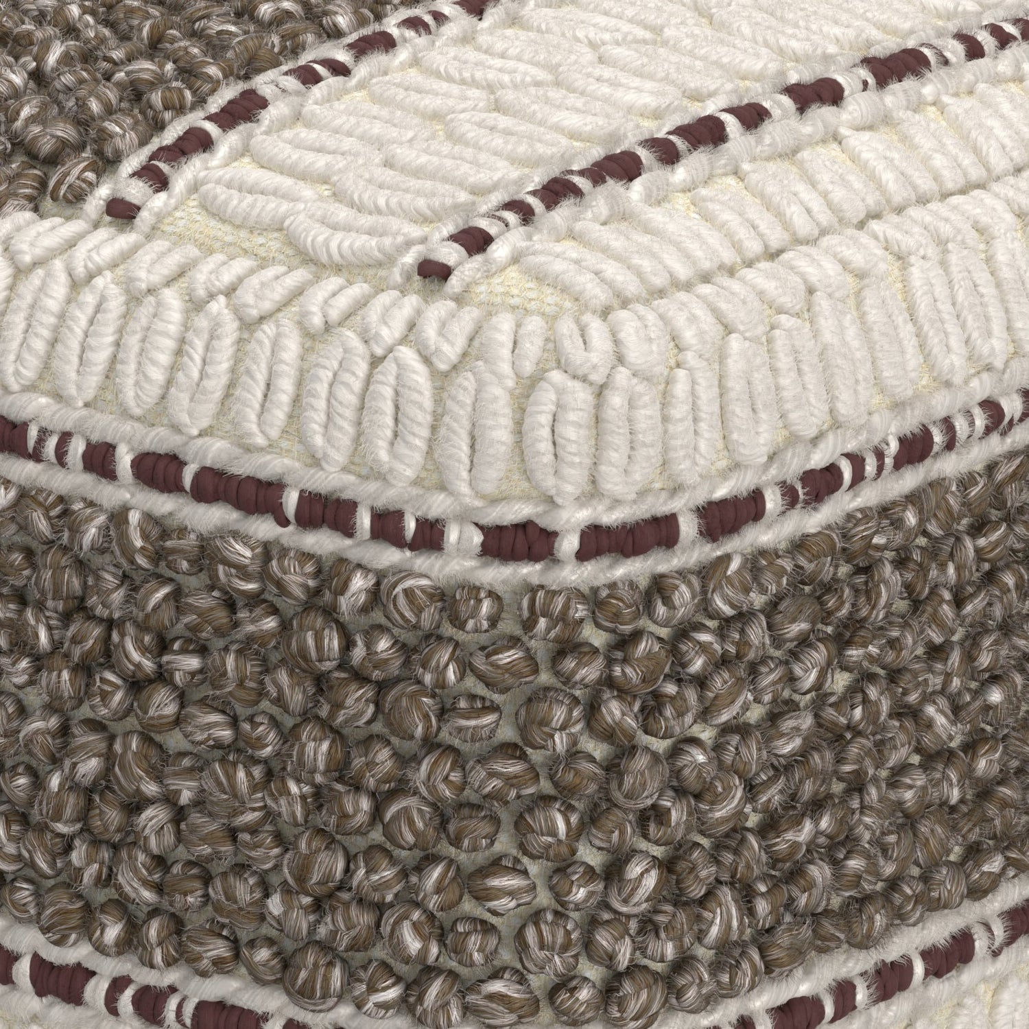 Dark Brown Fabric Square Pouf - 18" Wide