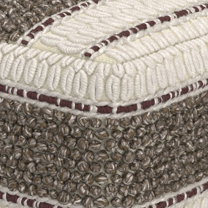 Dark Brown Fabric Square Pouf - 18" Wide