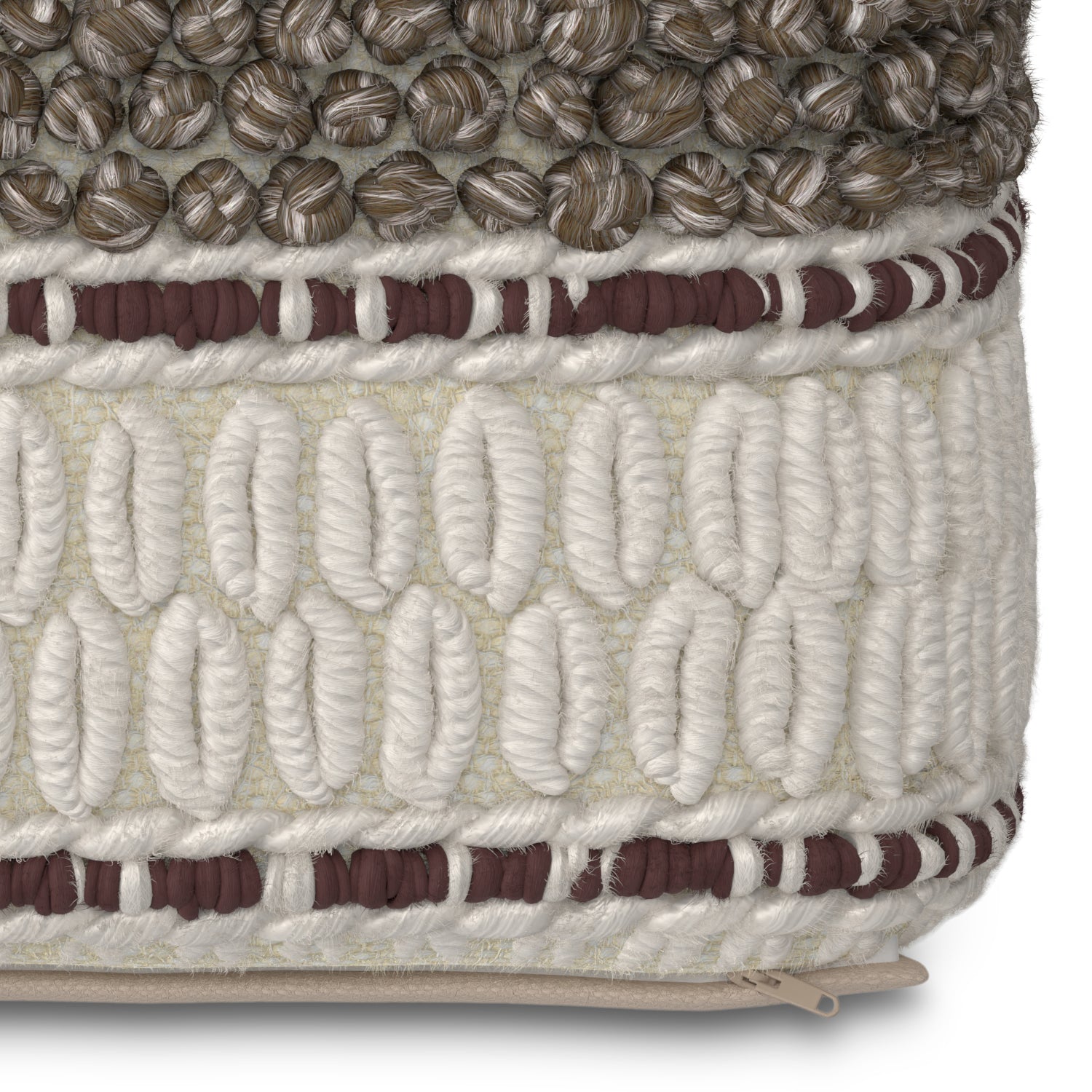 Dark Brown Fabric Square Pouf - 18" Wide