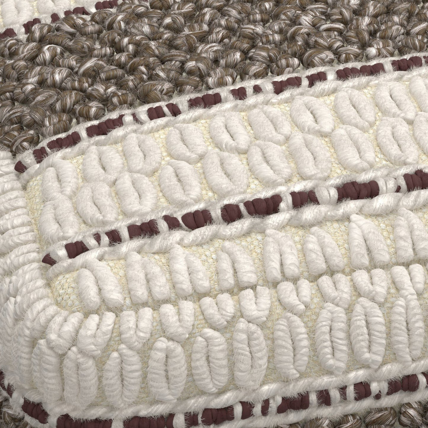 Dark Brown Fabric Square Pouf - 18" Wide