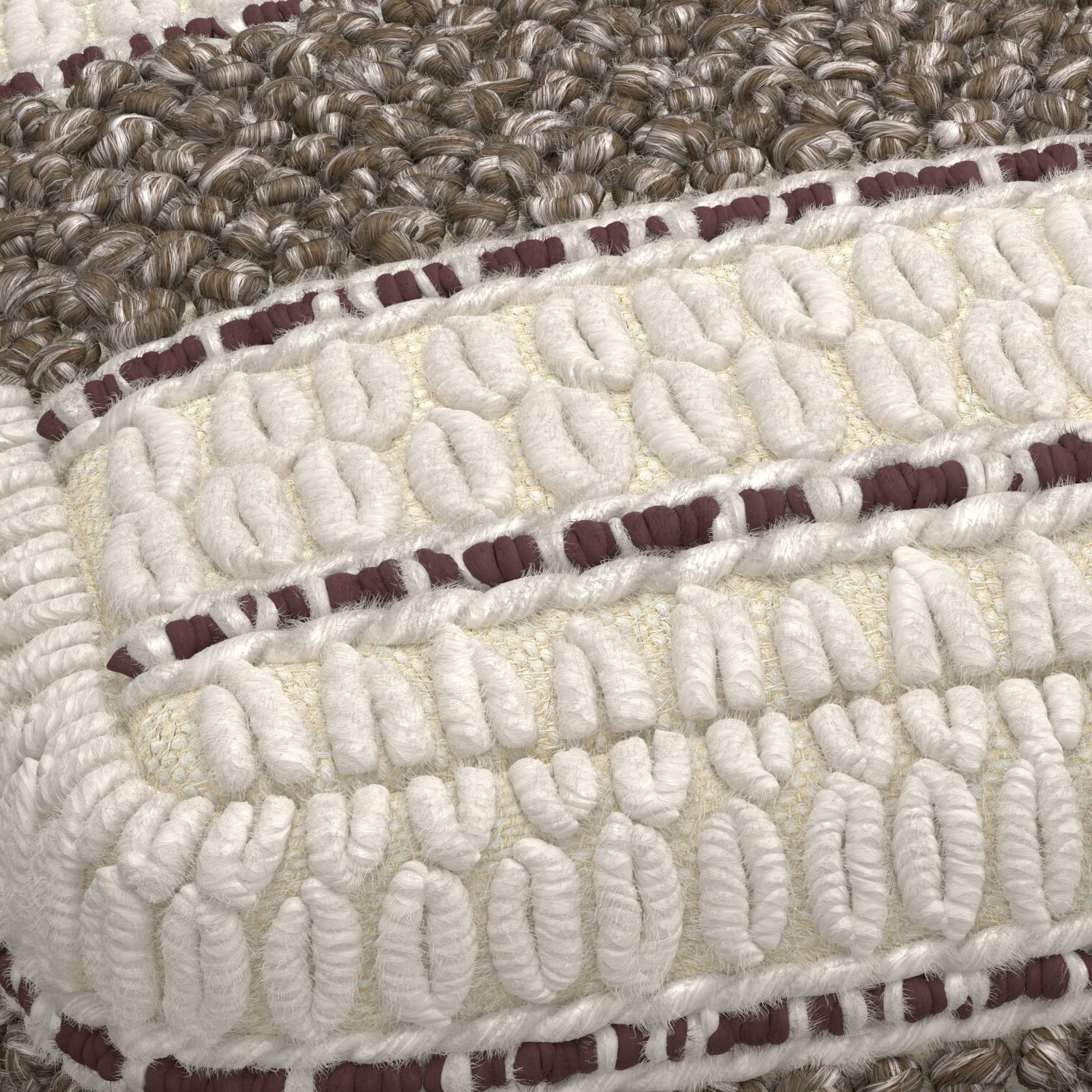Dark Brown Fabric Square Pouf - 18" Wide