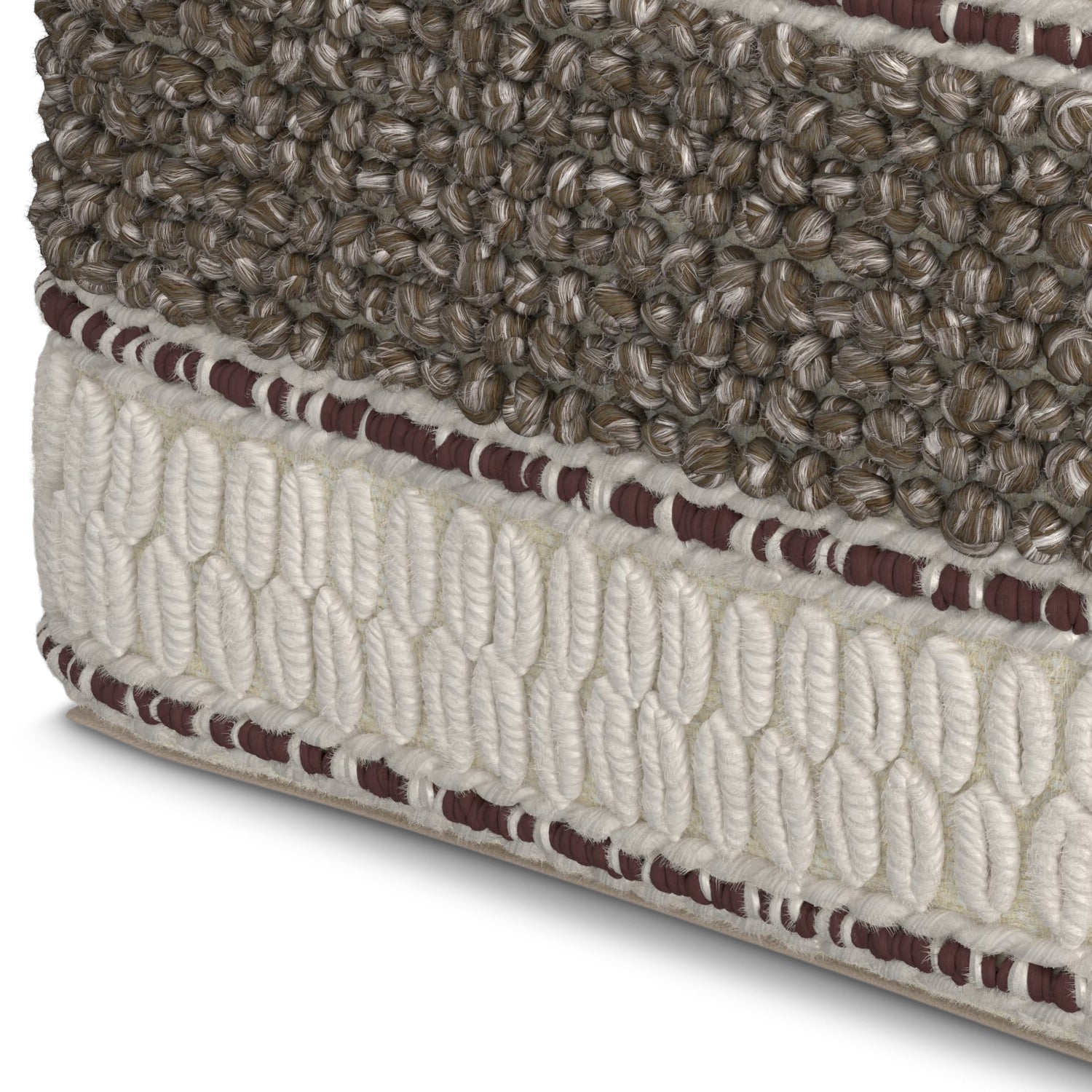 Dark Brown Fabric Square Pouf - 18" Wide