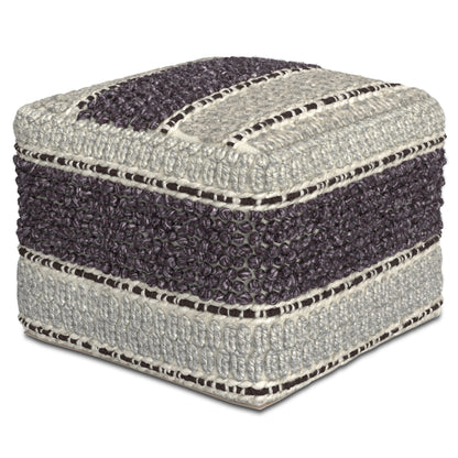 Grady - Square Pouf - Magenta / Natural
