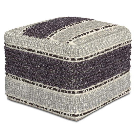 Grady - Square Pouf - Magenta / Natural