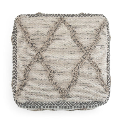 Beige Fabric Square Pouf - 18" D x 18" W for Living Room