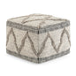 Sweeney 18 inch Wide Square Pouf in Grey and Natural Wool and Cotton