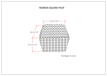 White Fabric Square Pouf - 18" D x 18" W