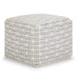 Noreen 18 inch Wide Square Pouf in Light Blue and White Handwoven Cotton
