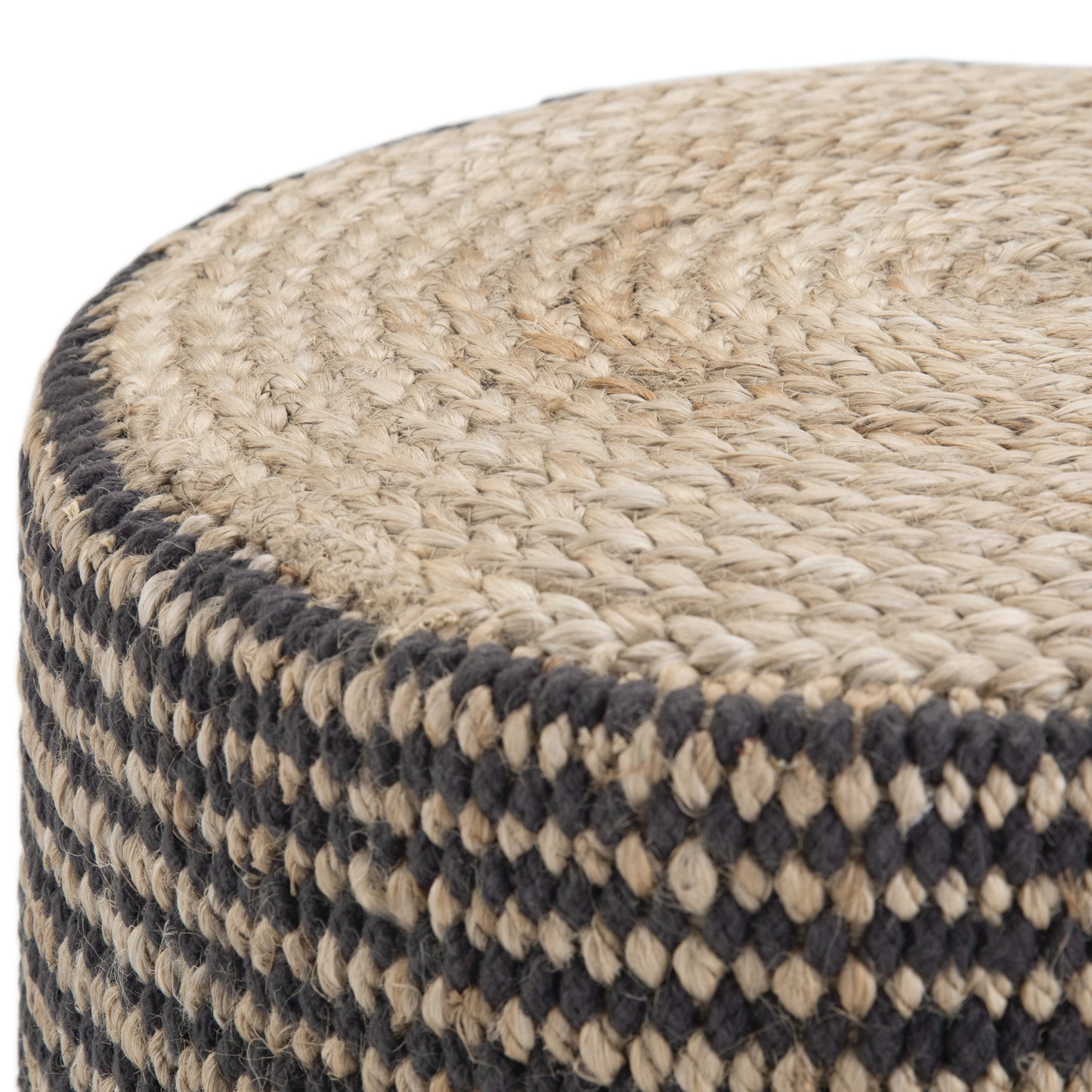 Black Round Jute Bean Bag Chair - 18 Inch Diameter for Living Room